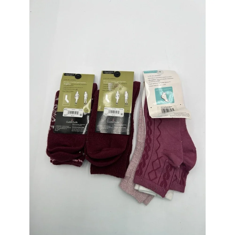 Cuddl Duds Womens Socks Lot‎ of 3 Plushfill Boot & Ankle Socks Size 4-10